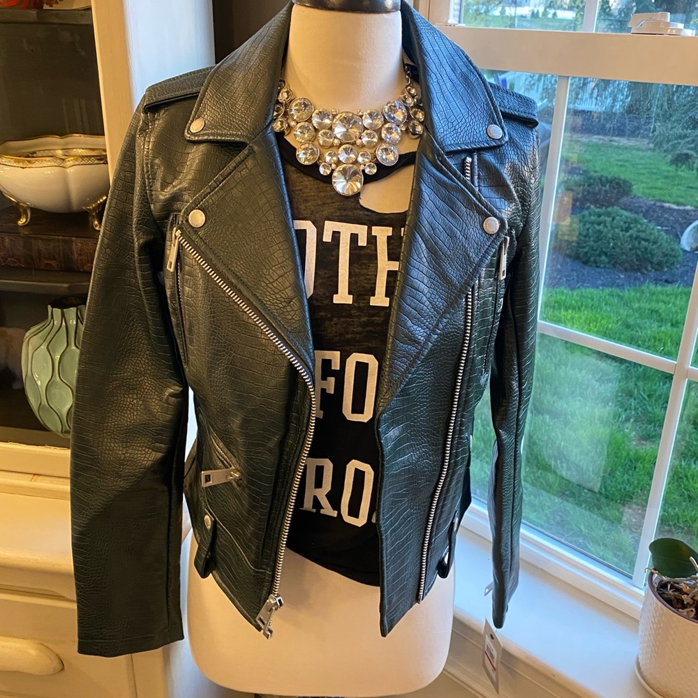Levi’s faux leather Moro jacket dark green crocodile xs
